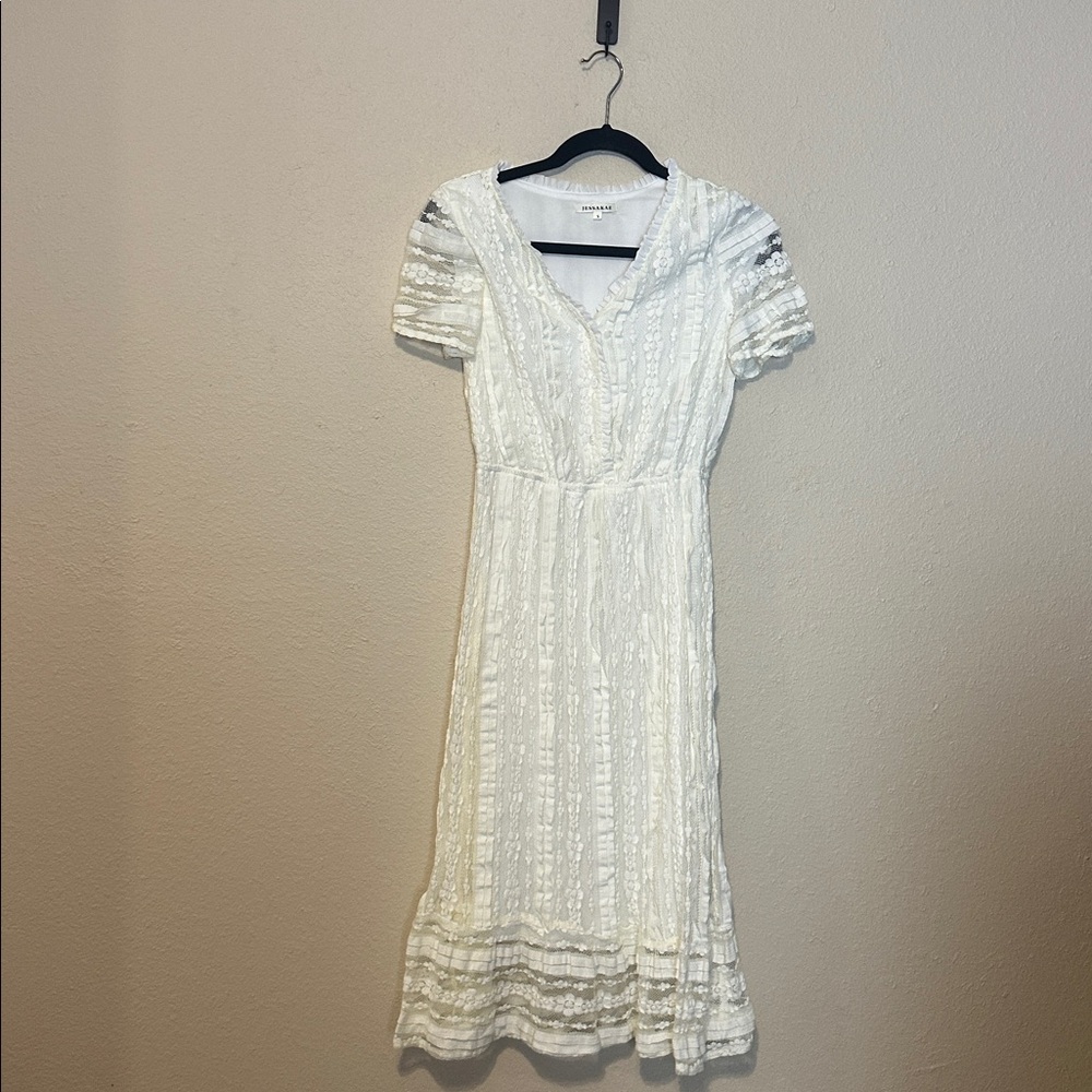 Jessakae White Lace Midi Dress Size Small